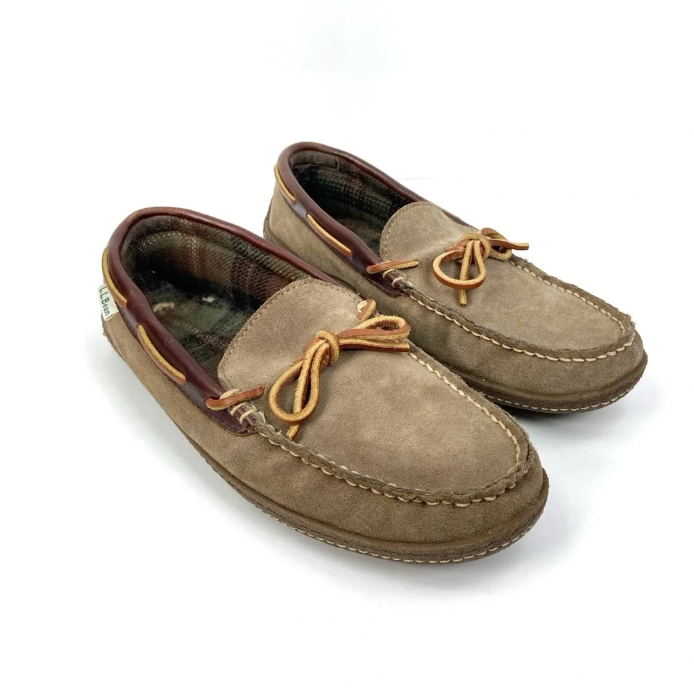 LLBEAN Flannel Lined Suede Slipper Mens 9